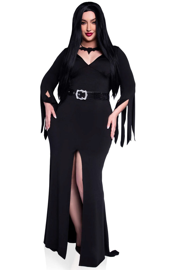 Plus Size Immortal Mistress Costume, Plus Size Morticia Costume