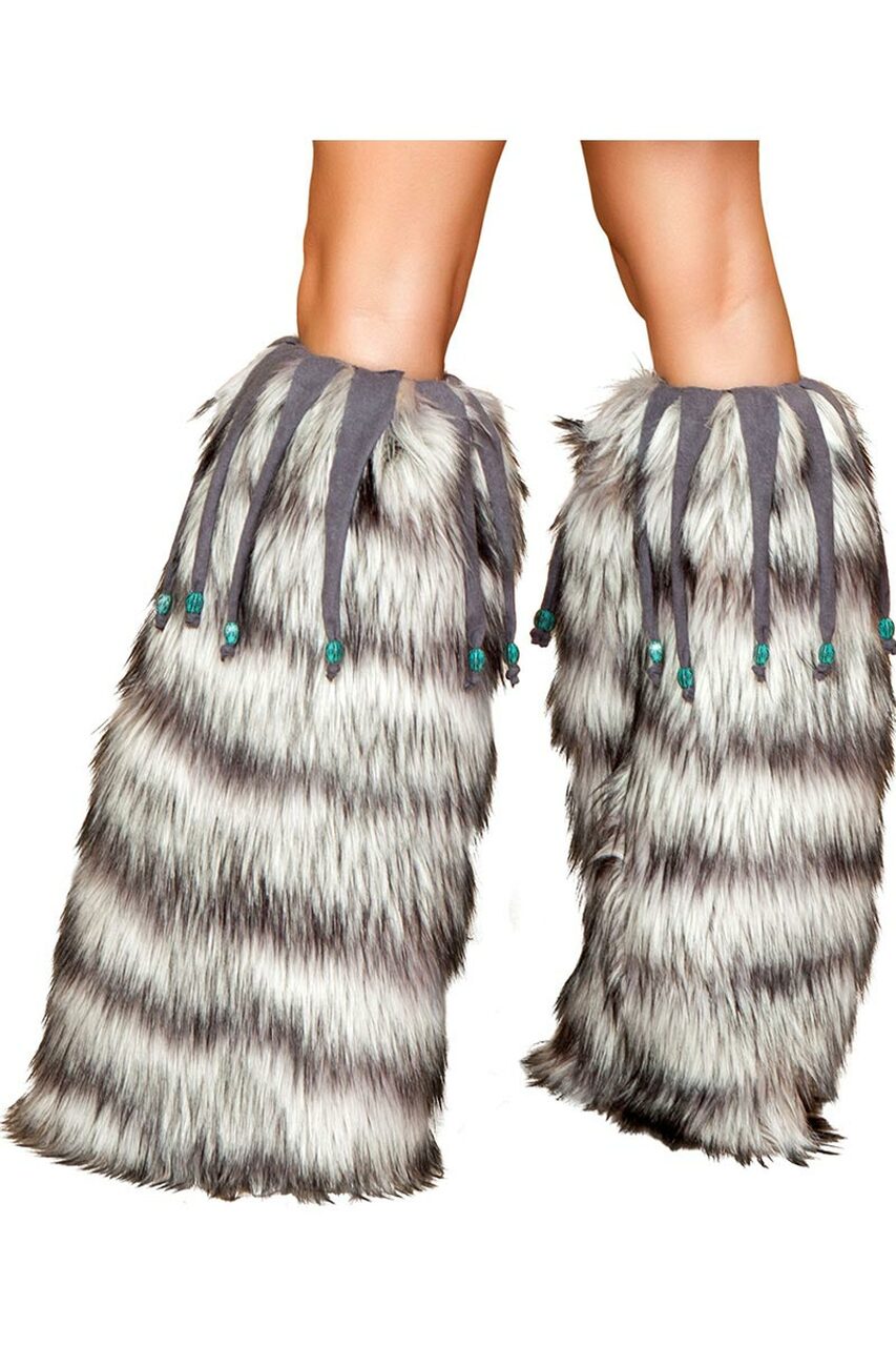 Red Fur Boot Covers - Furry Leg Warmers –