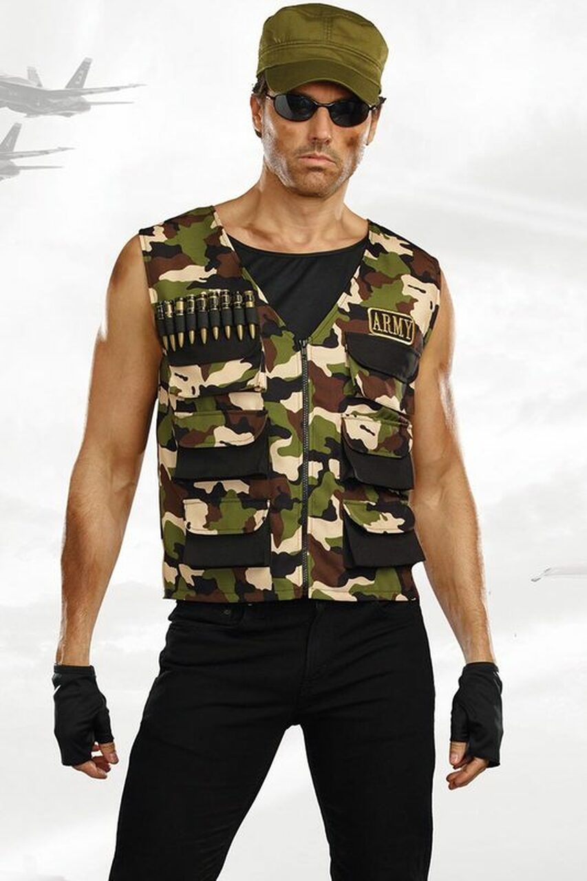 Conjugado Lógico horizonte Hot Soldier Halloween Costume, Men's Camouflage Army Vest | 3WISHES.COM