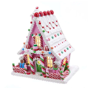 10" Battery Operated Candy Gingerbread Led House - Pink Sweetheart