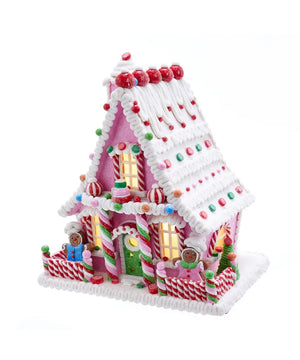 10" Battery Operated Candy Gingerbread Led House - Pink Sweetheart