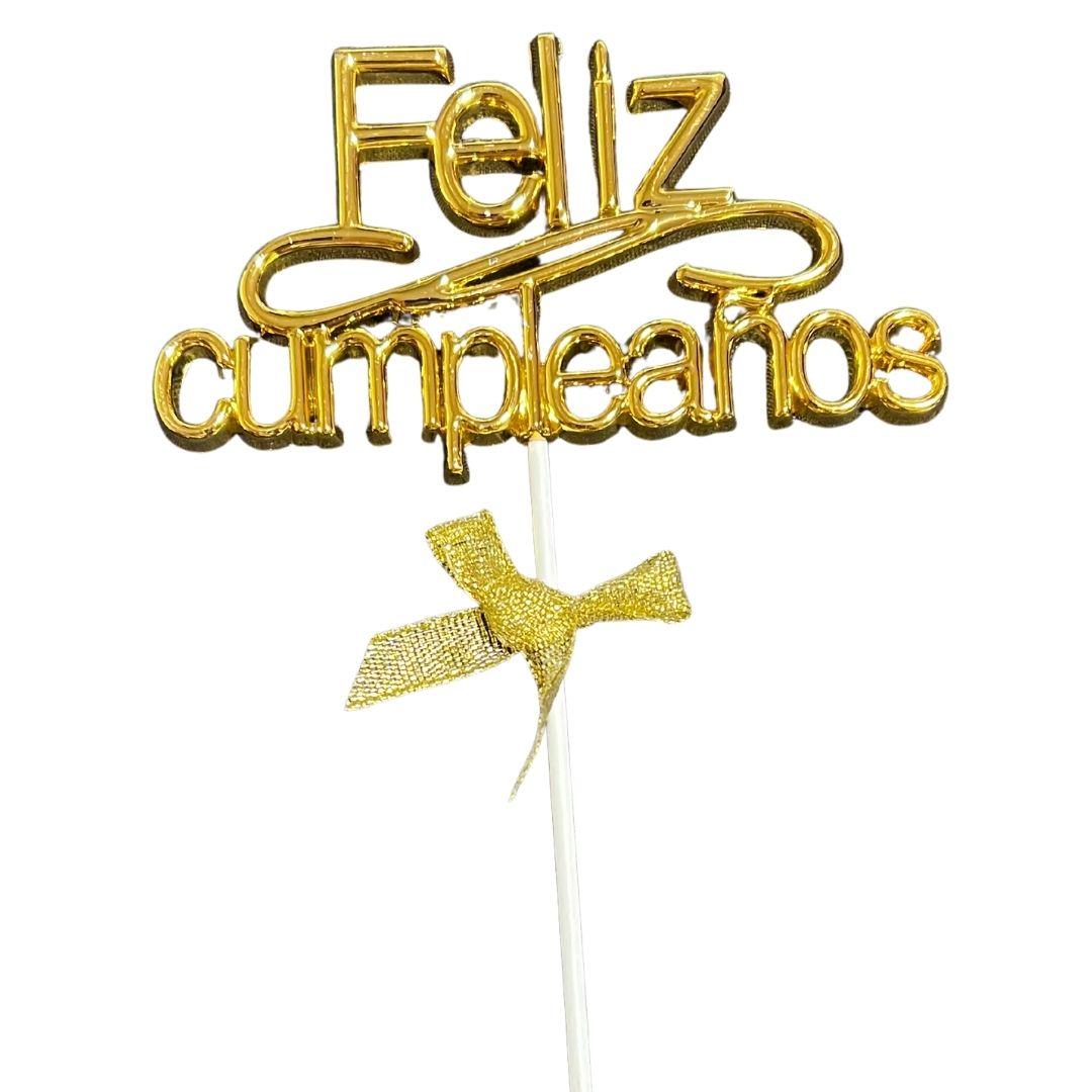Cake topper letrero pastel feliz cumpleaños oro amarillo – chezmarblan