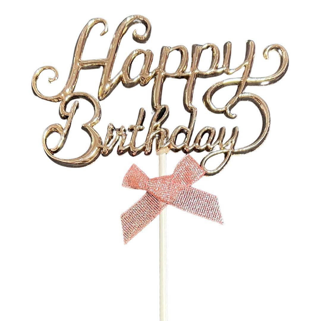 Cake topper letrero pastel happy birthday oro rossado – chezmarblan