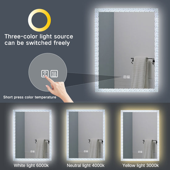 Mosaic Edges Bathroom Vanity Mirror with Defogger – TACOVICI Home Decor