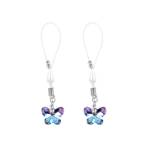 1 Pair Fake Nipple Rings Dangle Piercing Nipple Jewellery Pearl Clip On Nipple Rings Non-Piercing