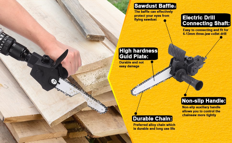 6 Inch Electric Drill Modified To Electric Chainsaw Drill Attachment