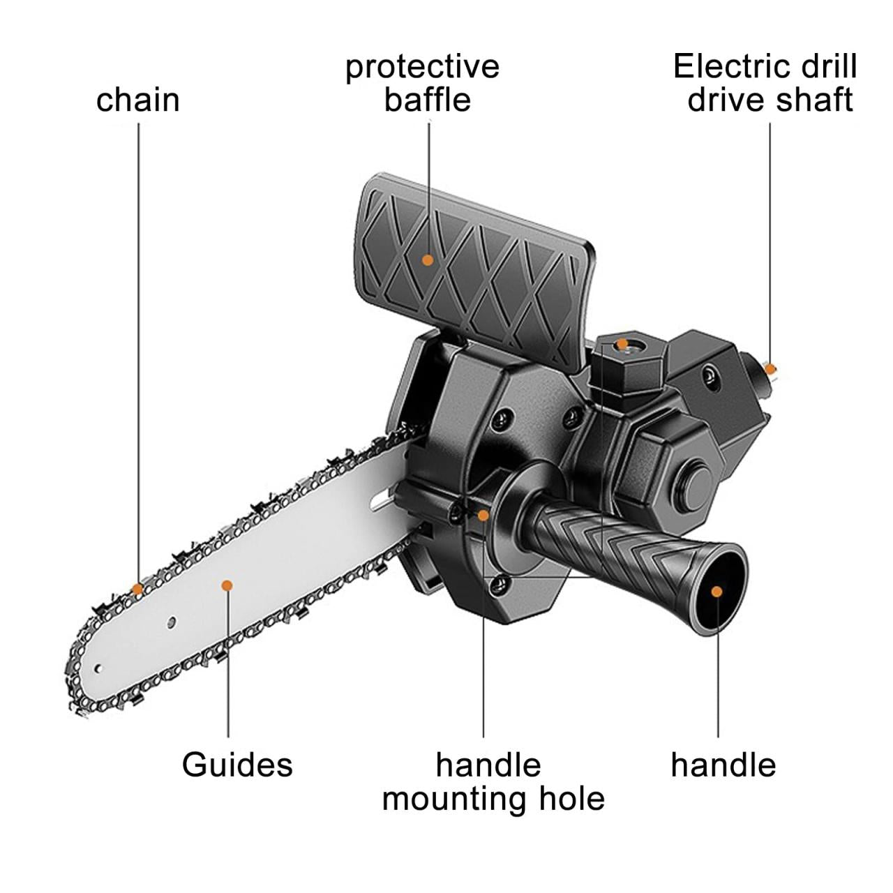 6 Inch Electric Drill Modified To Electric Chainsaw Drill Attachment