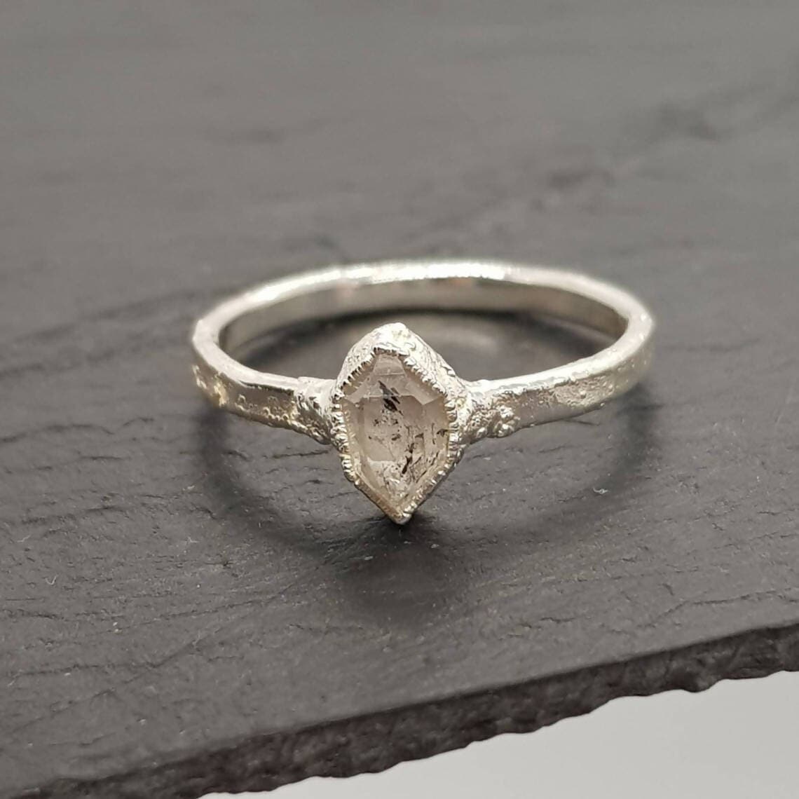 Raw Herkimer Diamond Silver Ring (made to order)