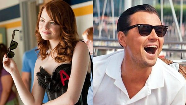 emma stone e leonardo di caprio indossano ray ban wayfarer