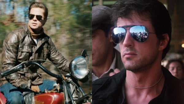 brad pitt and sylvester stallone wearing ray ban outdoorsman sunglasses