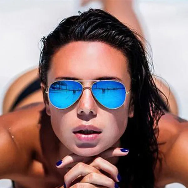 Blue mirrored sunglasses