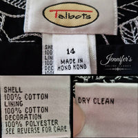 Talbots Black & White Embroidered A-Line Skirt