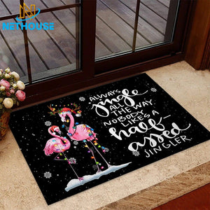 Always Jingle All The Way Flamingo Doormat Welcome Mat House Warming Gift Home Decor Funny Doormat Gift Idea