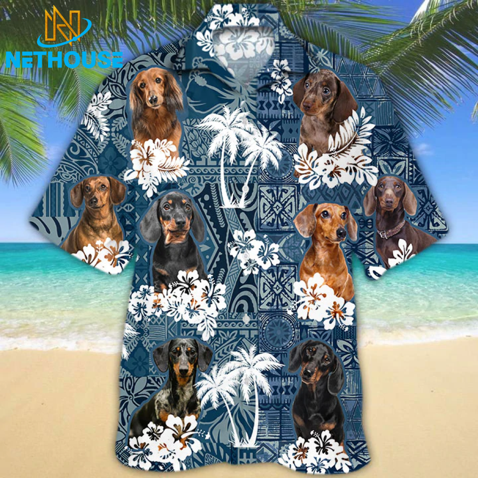 Dachshund Hawaiian Shirt, Flowers Aloha Shirt For Dog Lovers, Hawaiian shirts for men, women