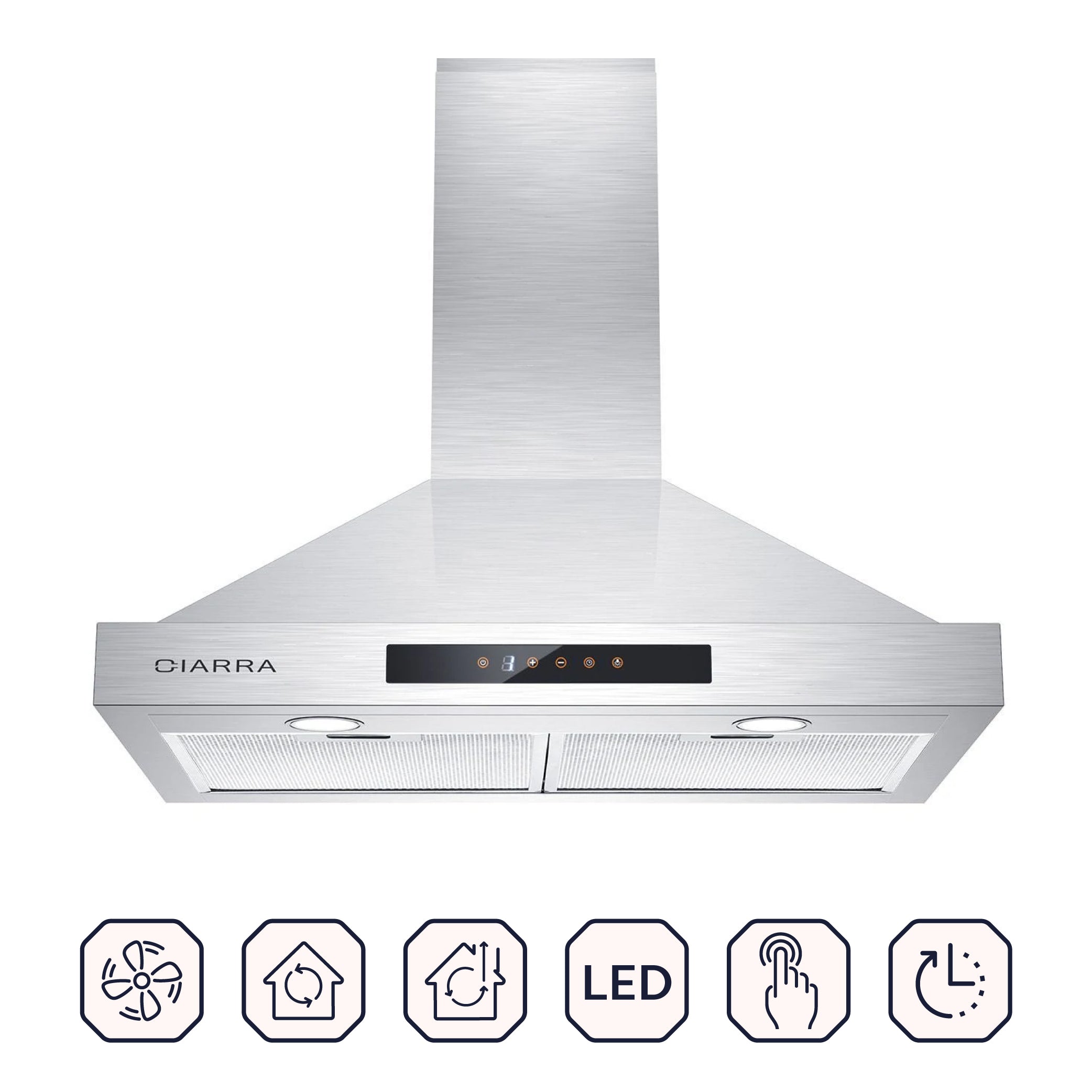 CIARRA Range Hood 30 inch Under Cabinet Ductless Vent Hood for Kitchen  Stove Hood with 3 Speed Exhaust Fan in Stainless Steel