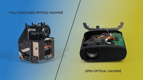 the different effects of a fully sealed and an open optical machine of projectors