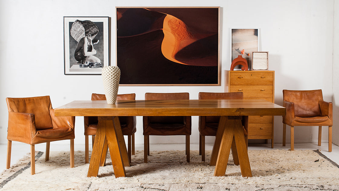 Alpine-inspired Brutalist Dining Table in style of Charlotte