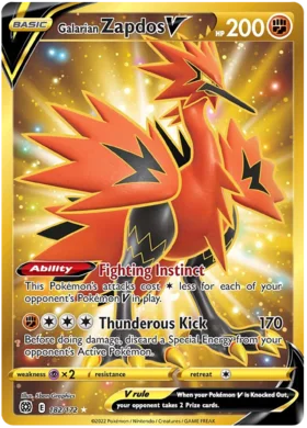 Galarian Moltres V 183/172 Gold Secret Rare Pokemon Brilliant Stars NM/M