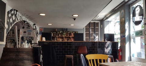 The interior of Beer Heroes on Watergate Street Chester. Revamped tap room serving Chesters real craft beers