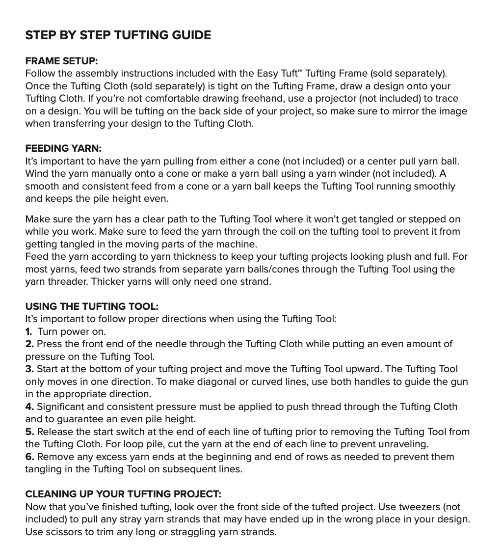 Instructing Guide Tufting Guide