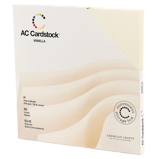 American Crafts Textured Cardstock Pack 12X12 60/Pkg-Solid White