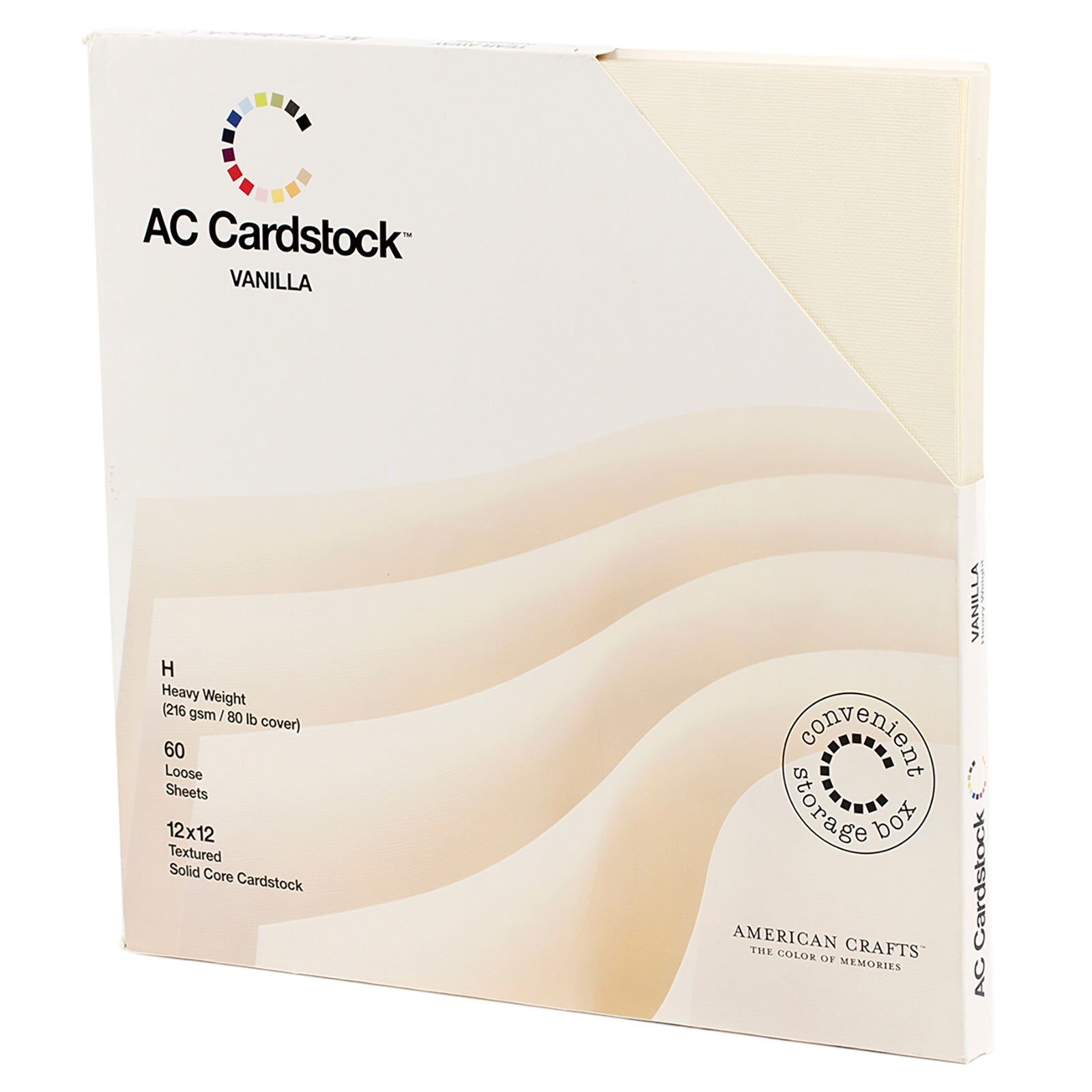 American Crafts Textured Cardstock Pack 12X12 60/Pkg-Solid White