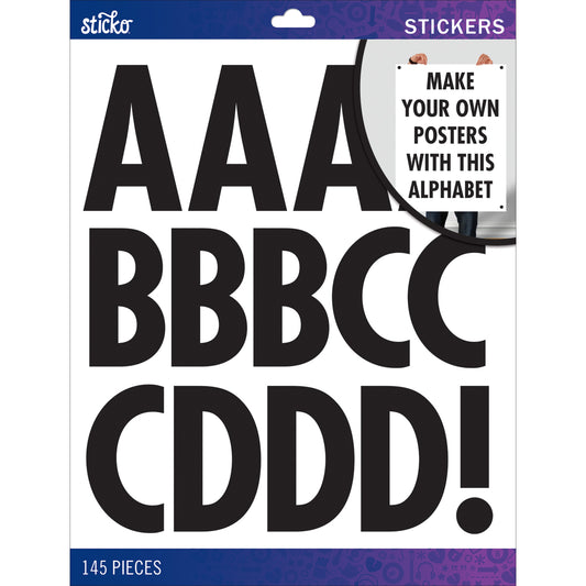 Sticko Alphabet Stickers-Black Brush Small – American Crafts