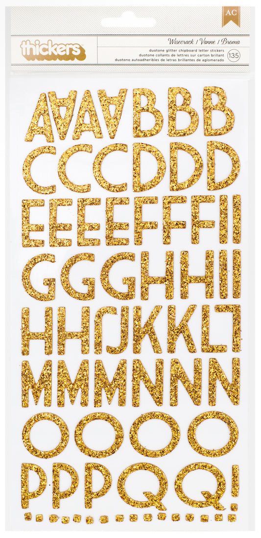 American Crafts Chipboard Alphabet Stickers-Letterman-Crimson Glitter