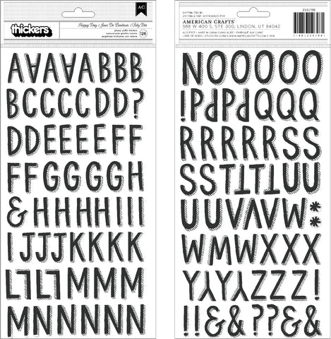 American Crafts Thickers BLACK Alphabet Stickers 4 Sheets – Scrapbooksrus