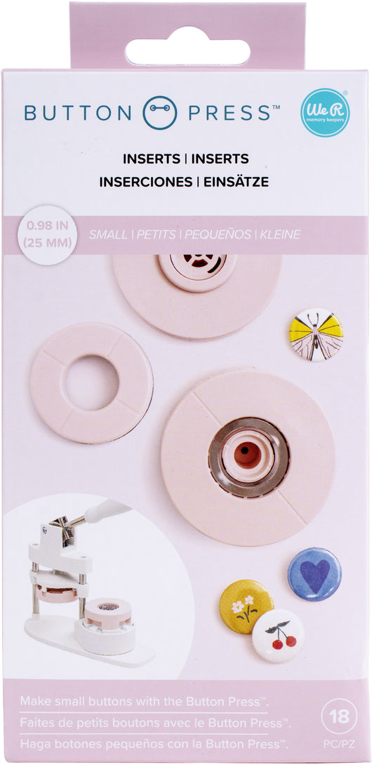  American Crafts, We R Memory Keepers, Button Press Kit,  Includes Button Press, Cutting Inserts, Medium Circle Die, Medium Press  Insert, 5 Buttons, Make Pins, Buttons, Badges, and Keychains