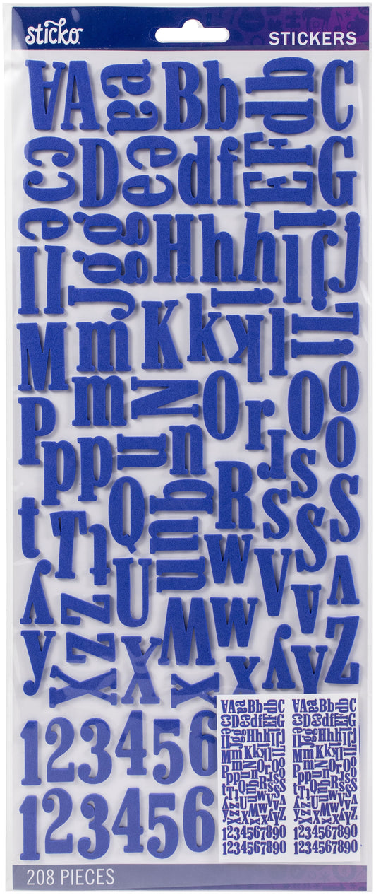 Sticko Stickers > Blue Glitter Script Small - Sticko Alphabet