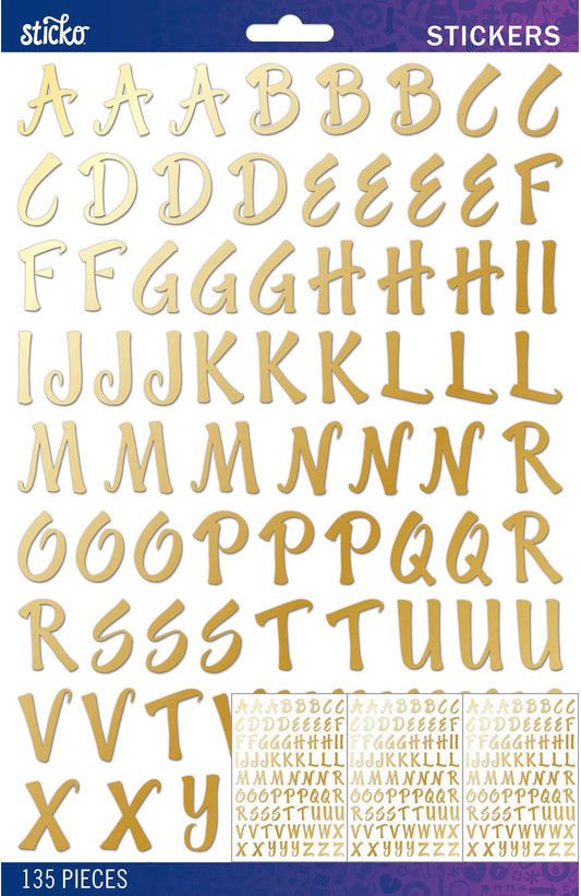 Sticko Small Gold Foil Sweetheart Script Alphabet Stickers 