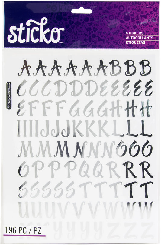 Sticko Iridescent Small Alphabet Stickers-Silver Frankfurter - 015586990966