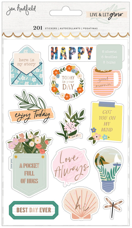 American Crafts Jen Hadfield Live and Let Grow Layered Floral Stickers –  Cheap Scrapbook Stuff