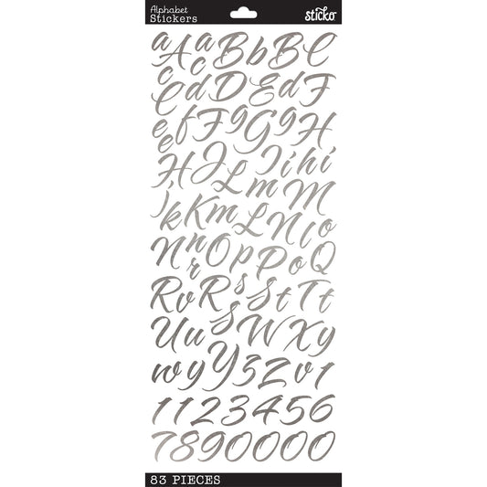 Sticko Letter Stickers Large Size Printed Cursive 19 Packs Black Gold  Silver