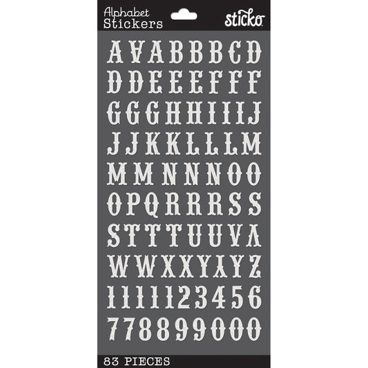 Sticko Solid Small Silver Carnival Alphabet Paper Stickers, 83 Pieces 