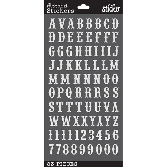 Sticko Alphabet Stickers-Black Glitter Futura Bold Small - 015586813814