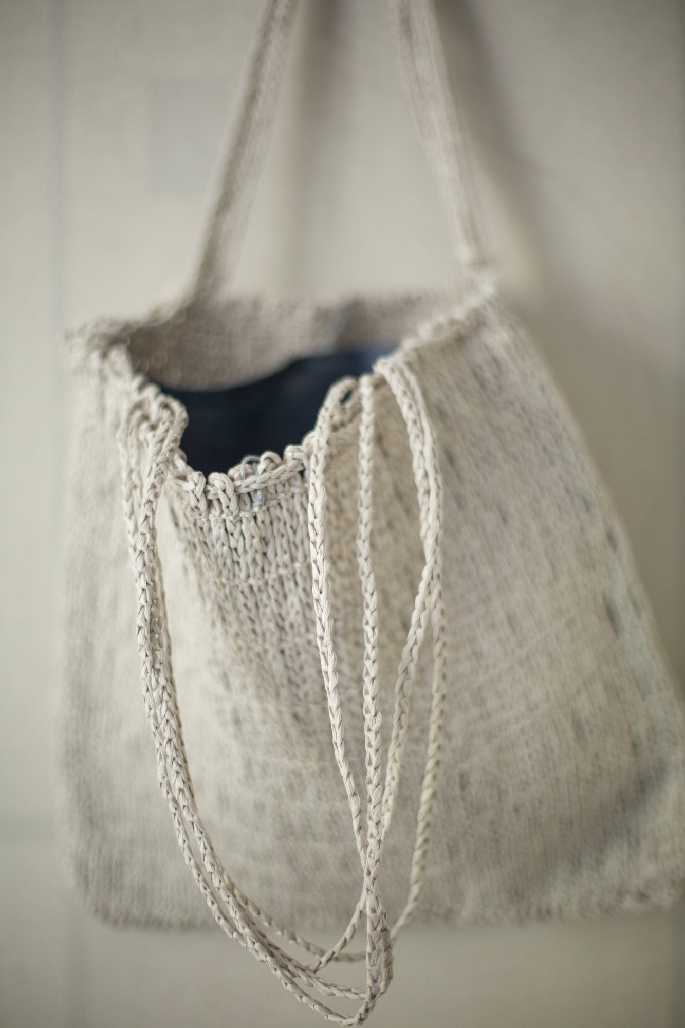 Jomon Knitted Bag In off white Washi Fiber by Principle Of