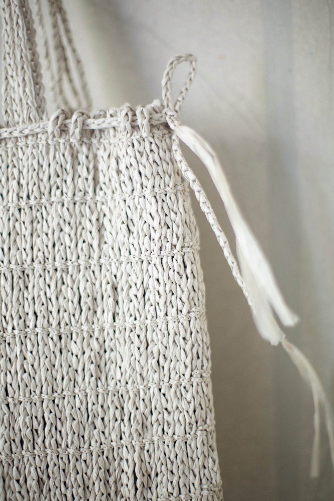 Jomon Knitted Bag In off white Washi Fiber by Principle Of