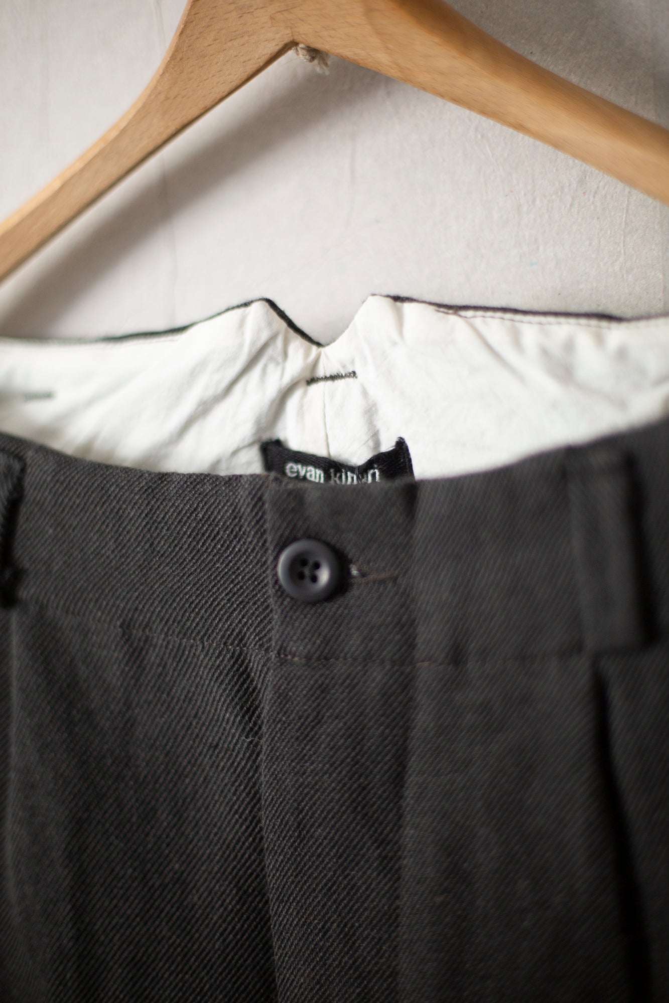 Two Pleat Pant in Charcoal/Black Yarn Dyed Wool/Linen Twill by