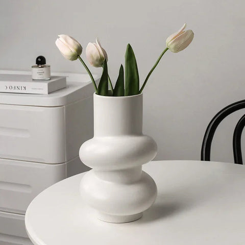 Donut Ceramic Vase in White - Miss One