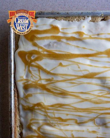 Cream of the West CARAMEL APPLE SHEET CAKE  The perfect combination of tart apples and sweet caramel with all the goodness of Montana wheat!