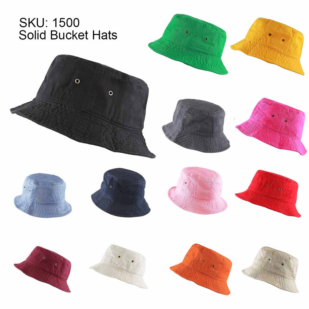 Newhattan 100% Cotton Solid Safari Bucket hats Foldable Unisex