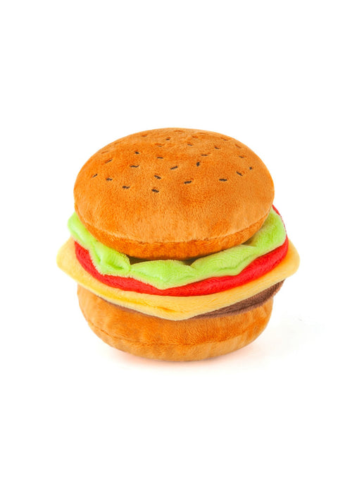 plush hamburger dog toy