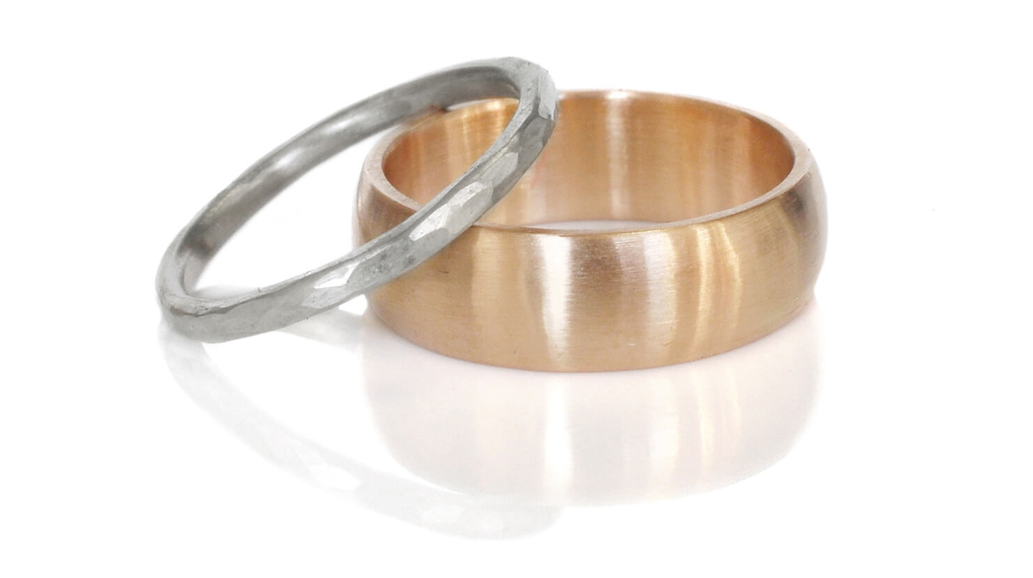 Mixed metal wedding bands from EC Design Jewelry.