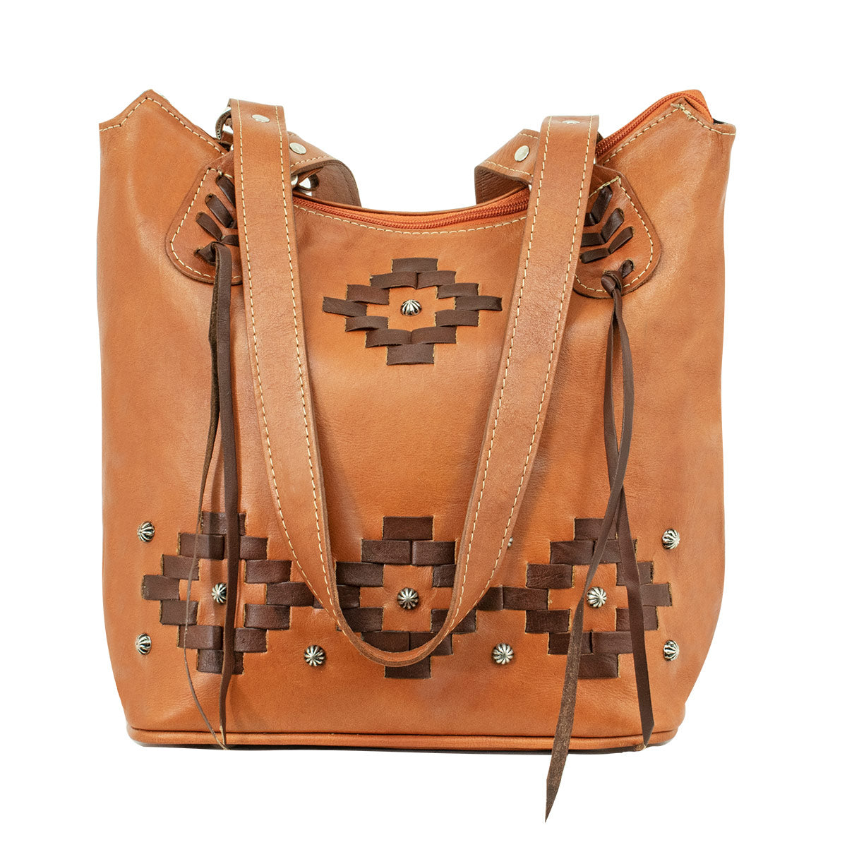 Tribal Weave Zip Top Bucket Tote