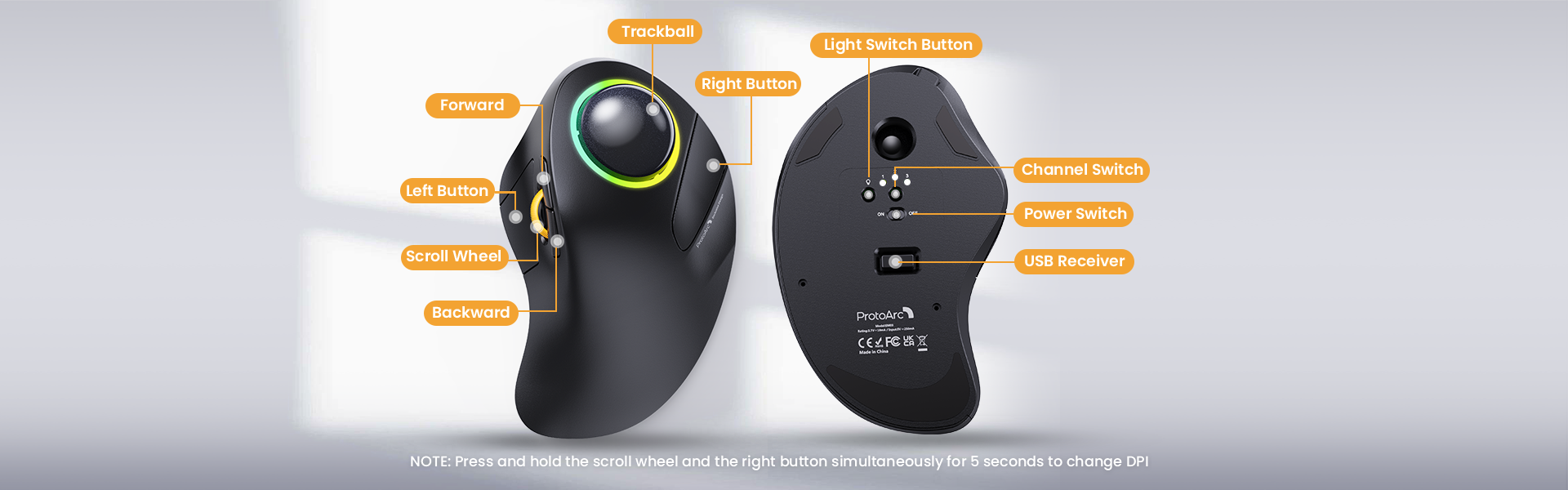  EM03 Index Finger Trackball Mouse