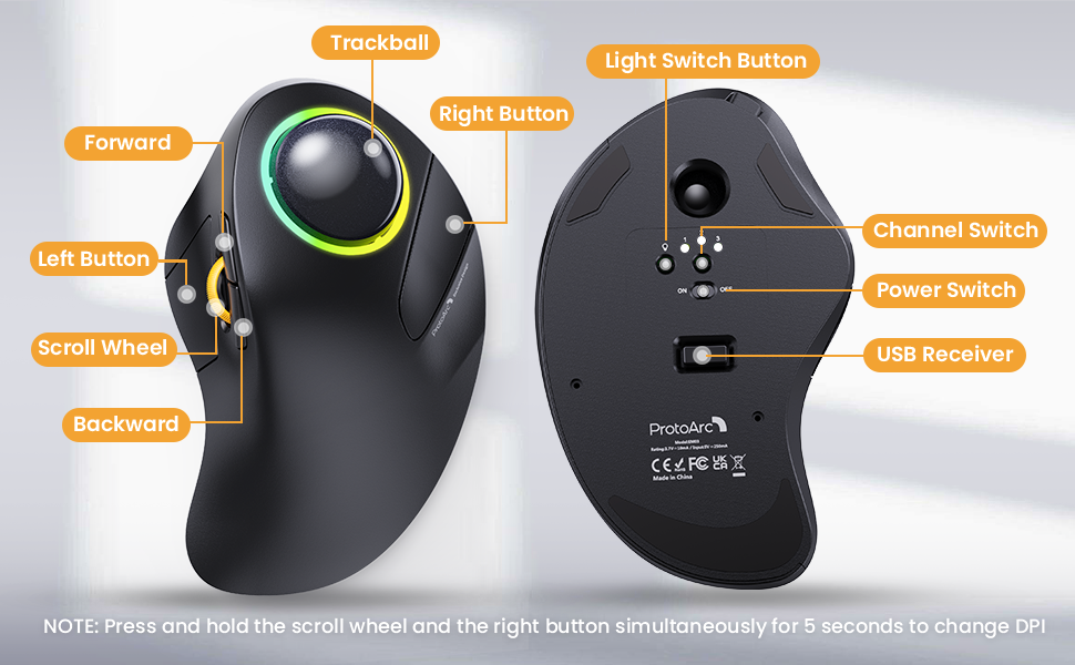  EM03 Index Finger Trackball Mouse