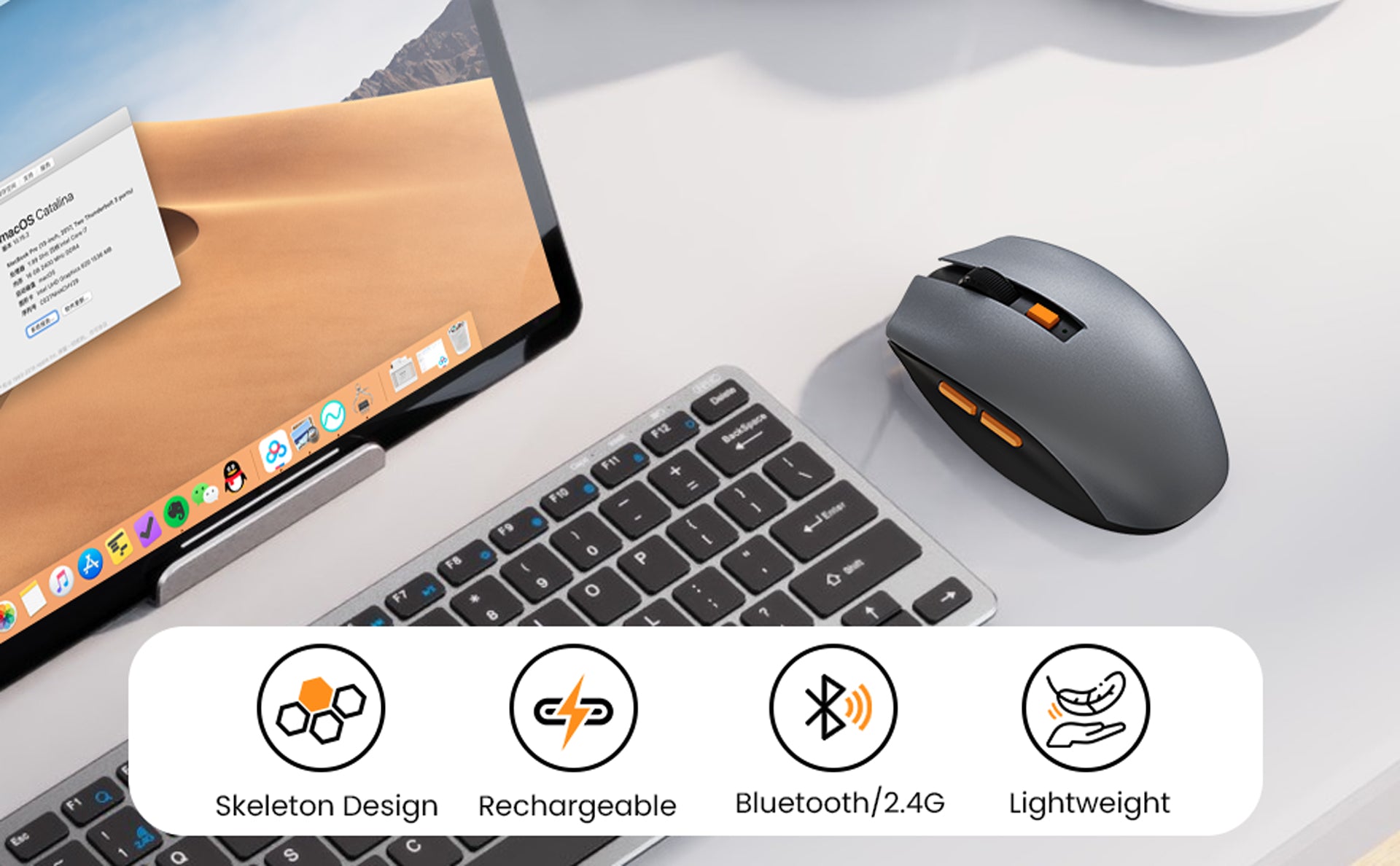 Wireless Ergonomic Mouse - 2.4g Vertical Bluetooth 4.0 Mouse With Dpi  1000/1600/2400 For Laptop, Desktop, Pc, Macbook