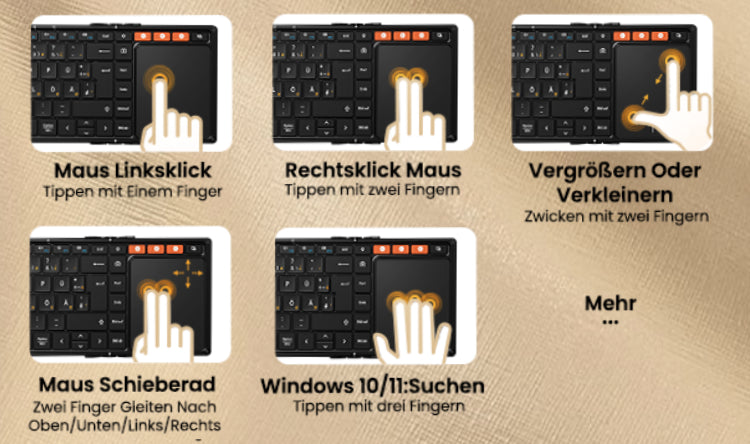 XK01 TP Klappbare Bluetooth-Tastatur mit Touchpad